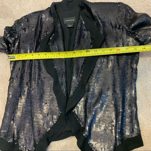 Club Monaco Womens XS Cora Silk Sequin Blazer Jacket Black Drape Front - Picture 10 of 11